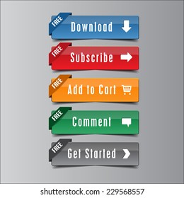 Call Action Button Free Ribbon, high quality button vector EPS10