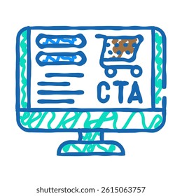 call to action cta ux ui doodle icon sketch vector. call to action cta ux ui sign. isolated symbol illustration
