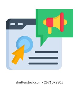 Ilustración vectorial de estilo plano de icono de llamada a la acción