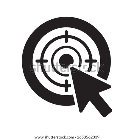 Call to action icon with target and cursor for digital marketing campaign and click through rate goal achieving specific business objective online vector solid glyph icon