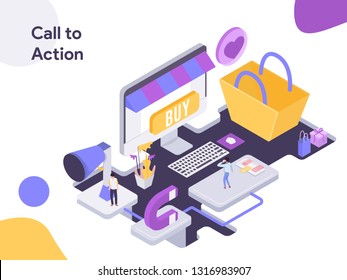 Call to Action Isometric illustration. Modern flat design style for website and mobile website.Vector illustration