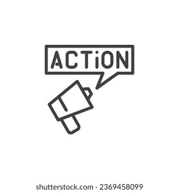 Icono de línea de llamada a acción. signo de estilo lineal para concepto móvil y diseño web. Icono de vector de contorno de llamada a acción. Símbolo de publicidad, ilustración de logotipo. Gráficos vectoriales