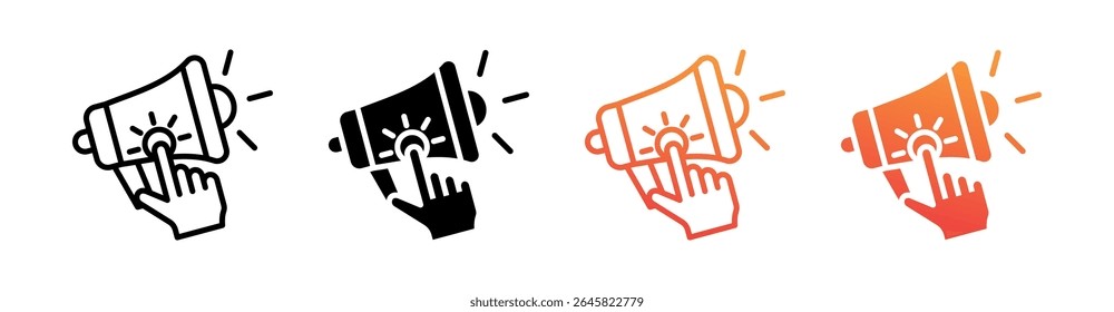 Llamada a la acción Multi Style Icon Set Vector