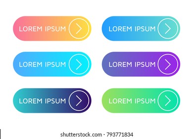 Call action now icon. Set of buttons flat design with arrow, vector elements with colorful trendy gradients