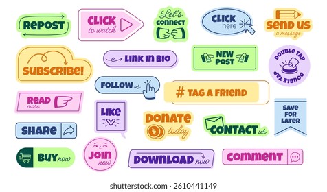 Call to action set. Modern buttons on white background for website and ui design. Collection flat buttons vector icons.