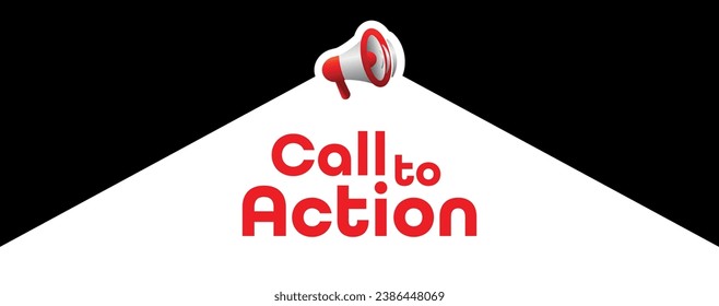 call to action sign on white background