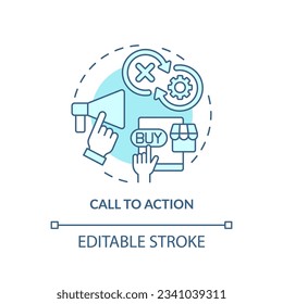 Call to action soft blue concept icon. Potential customer. Buying decision. Business proposal. Closing deal. Selling process. Round shape line illustration. Abstract idea. Graphic design. Easy to use