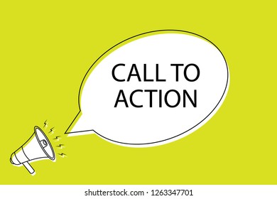 call to action speech bubble in cartoon style. Male with megaphone