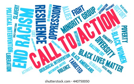 Call To Action word cloud on a white background. 