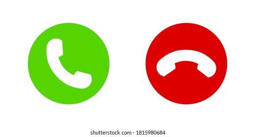 Call Answer And Rejection Icon. Symbol Of Accept And Decline Phone Button. Vector Illustration Isolated On White Background.