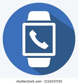 Call App Icon in trendy long shadow style isolated on soft blue background