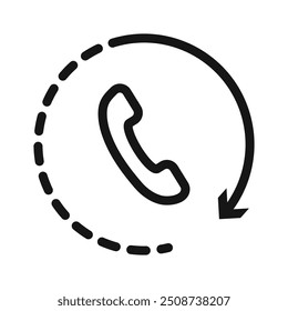 Icono de devolución de llamada Logo de Vector de arte de línea negra