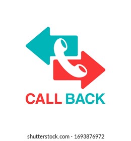 Call back icon  - phone handset pictogram with right and left direction arrow which symbolizes callback service