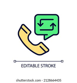 Call back option pixel perfect RGB color icon. Interactive voice system. Automatic calling. Call center. Isolated vector illustration. Simple filled line drawing. Editable stroke. Arial font used