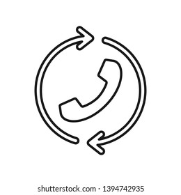 Call back service line icon. Thin line illustration. Handset with cycling arrow. Call, handset, recall icon vector illustration for perfect mobile and web design