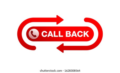 Call back web button  - website header template for callback service   - conspicuous element with phone headset pictogram and both ways arrow 