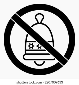 Call barring. Don't call. No bell. Noise ban. Vector icon.