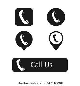 Call black web buttons for website or app. Vector eps10.