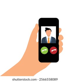 Call from a Business Man on Mobile Phone Flat Style. Technology and means of communication concept vector art