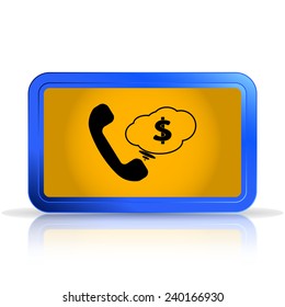 Call Button. Cloud with money. Phone Icon. Handset Icon. Isolated on white background. Specular reflection. Made vector illustration