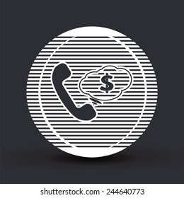 Call Button. Cloud with money. Phone Icon. Handset Icon. Flat design style. Made vector illustration