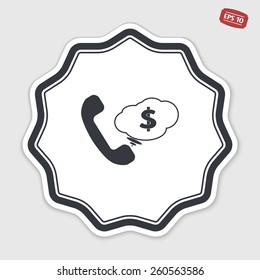 Call Button. Cloud with money. Phone Icon. Handset Icon. Flat design style. Made vector illustration. 
