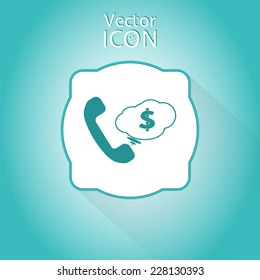 Call button. Dollar icon. Phone icon. Handset icon. Flat style. Made in vector