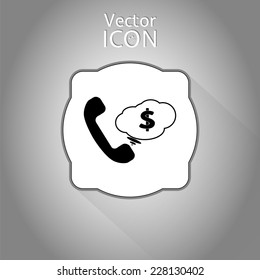 Call button. Dollar icon. Phone icon. Handset icon. Flat style. Made in vector