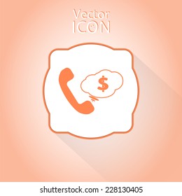 Call button. Dollar icon. Phone icon. Handset icon. Flat style. Made in vector