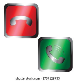 The call button is glossy square. Green and Red buttons with silver plates.