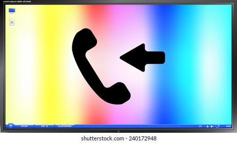 Call Button. Incoming call. Phone Icon. Handset Icon on the screen monitor. Made vector illustration
