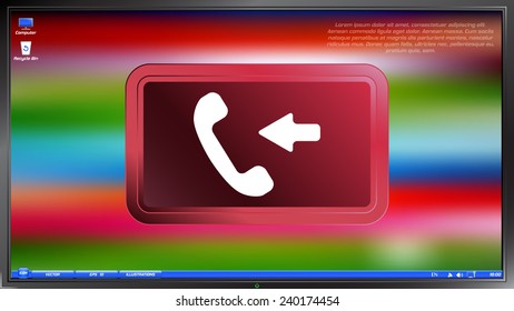 Call Button. Incoming call. Phone Icon. Handset Icon on the screen monitor. Made vector illustration