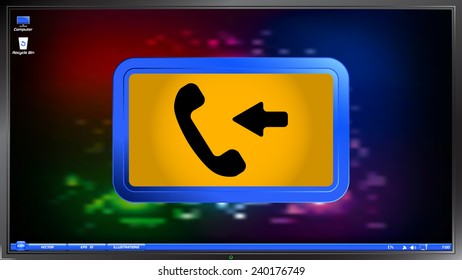 Call Button. Incoming call. Phone Icon. Handset Icon on the screen monitor. Made vector illustration