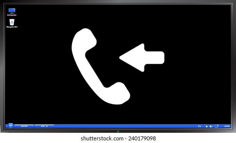 Call Button. Incoming call. Phone Icon. Handset Icon on the screen monitor. Made vector illustration