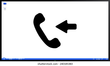 Call Button. Incoming call. Phone Icon. Handset Icon on the screen monitor. Made vector illustration