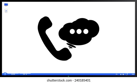 Call button. Phone with dialog icon. Handset icon on the screen monitor. Made vector illustration