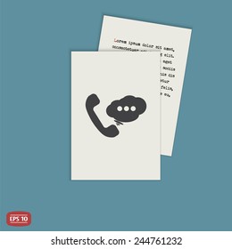 Call button. Phone with dialog icon. Handset icon. Flat design style. Made vector illustration