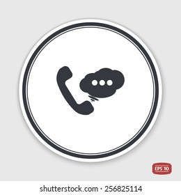 Call button. Phone with dialog icon. Handset icon. Flat design style. Made vector illustration. 