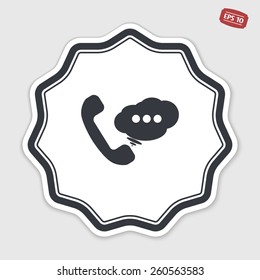 Call button. Phone with dialog icon. Handset icon. Flat design style. Made vector illustration. 