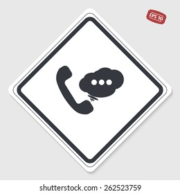 Call button. Phone with dialog icon. Handset icon. Flat design style. Made vector illustration. 