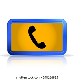 Call Button. Phone Icon. Handset Icon. Isolated on white background. Specular reflection. Made vector illustration