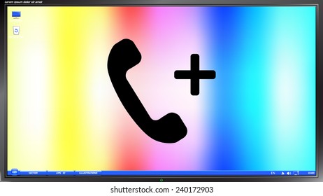Call Button. Phone Icon. Handset Icon on the screen monitor. Made vector illustration