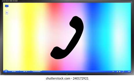 Call Button. Phone Icon. Handset Icon on the screen monitor. Made vector illustration