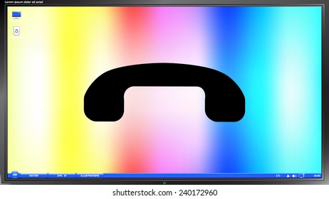Call Button. Phone Icon. Handset Icon on the screen monitor. Made vector illustration