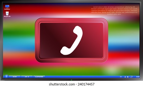 Call Button. Phone Icon. Handset Icon on the screen monitor. Made vector illustration