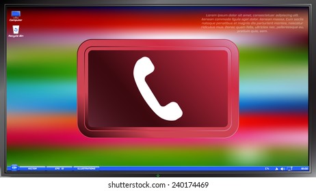 Call Button. Phone Icon. Handset Icon on the screen monitor. Made vector illustration