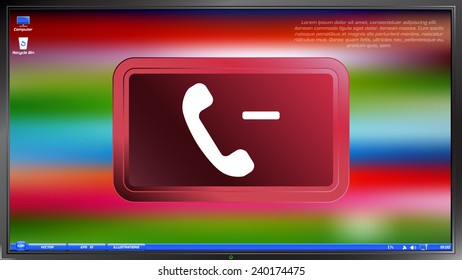 Call Button. Phone Icon. Handset Icon on the screen monitor. Made vector illustration