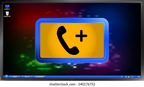 Call Button. Phone Icon. Handset Icon on the screen monitor. Made vector illustration