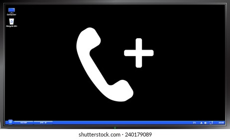 Call Button. Phone Icon. Handset Icon on the screen monitor. Made vector illustration