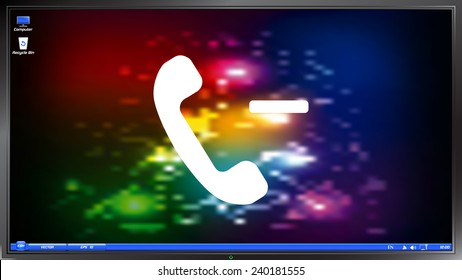 Call Button. Phone Icon. Handset Icon on the screen monitor. Made vector illustration
